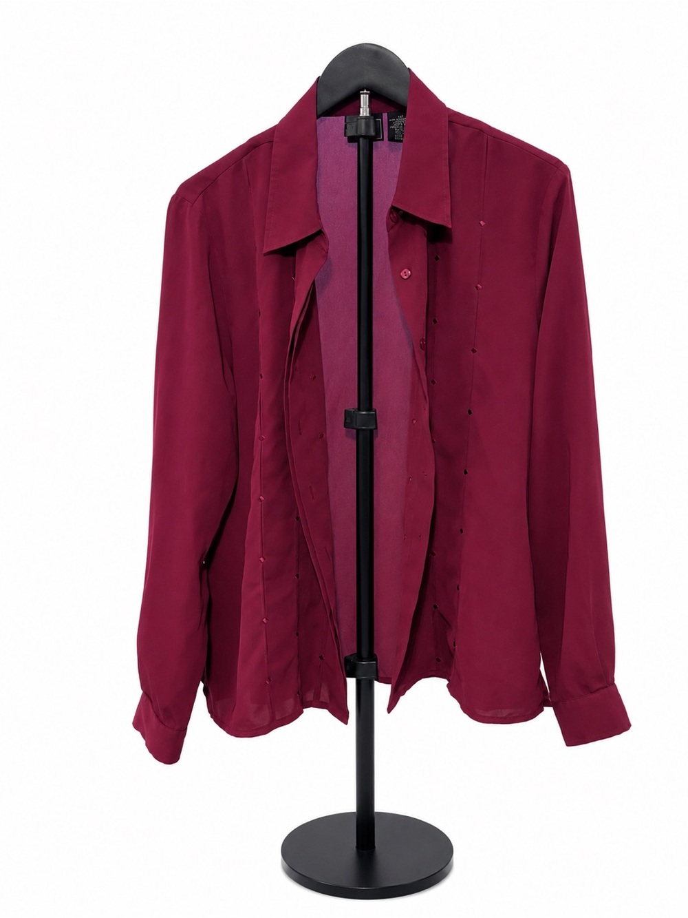 Laura Scott Women’s Size 14 Berry Burgundy Pintuck Button-Up Blouse